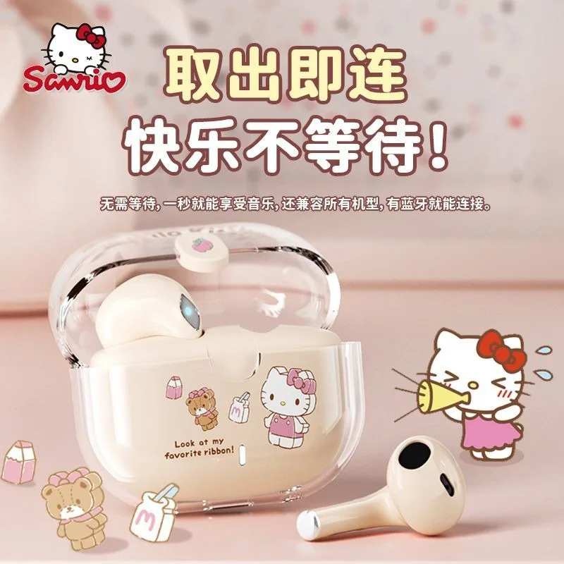 Auriculares inalámbricos con bluetooth para niñas, audífonos kawaii de dibujos animados de Hello Kitty Kuromi My melody, superlarga duración de la batería, regalo