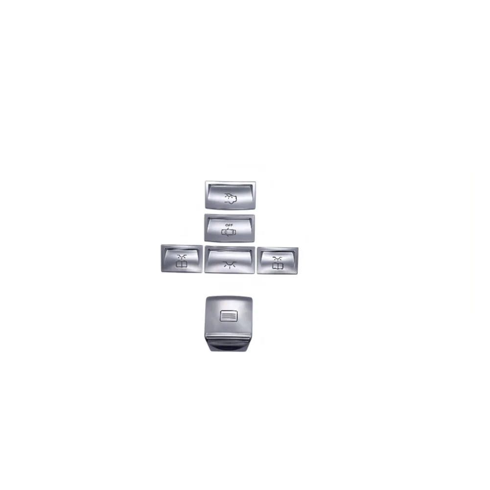 Reading Light Switch Roof Lamp Button ABS Plastic Material Complete Set 8 6 Pcs Silver For Mercedes GLK 2008-2015