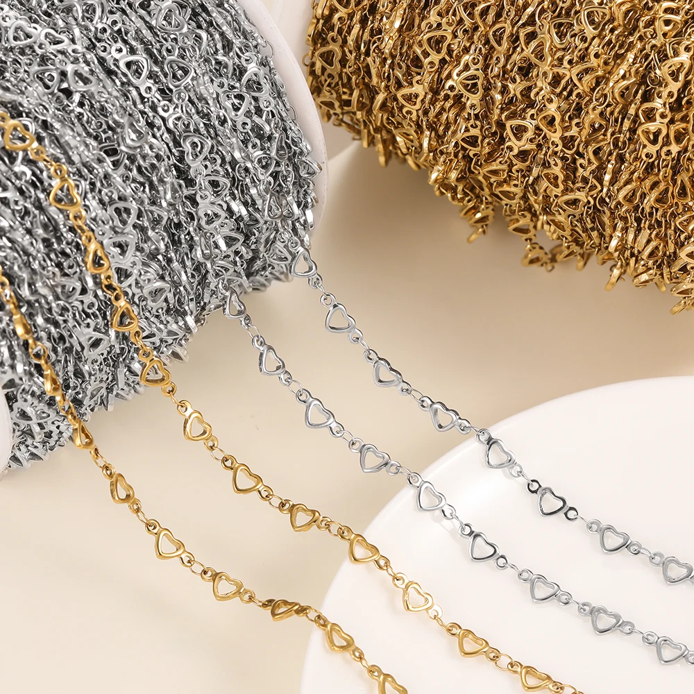 1 متر الفولاذ المقاوم للصدأ الجوف الخوخ القلب سلاسل النتائج المواد ل قلادة سوار DIY بها بنفسك صنع المجوهرات الملحقات
