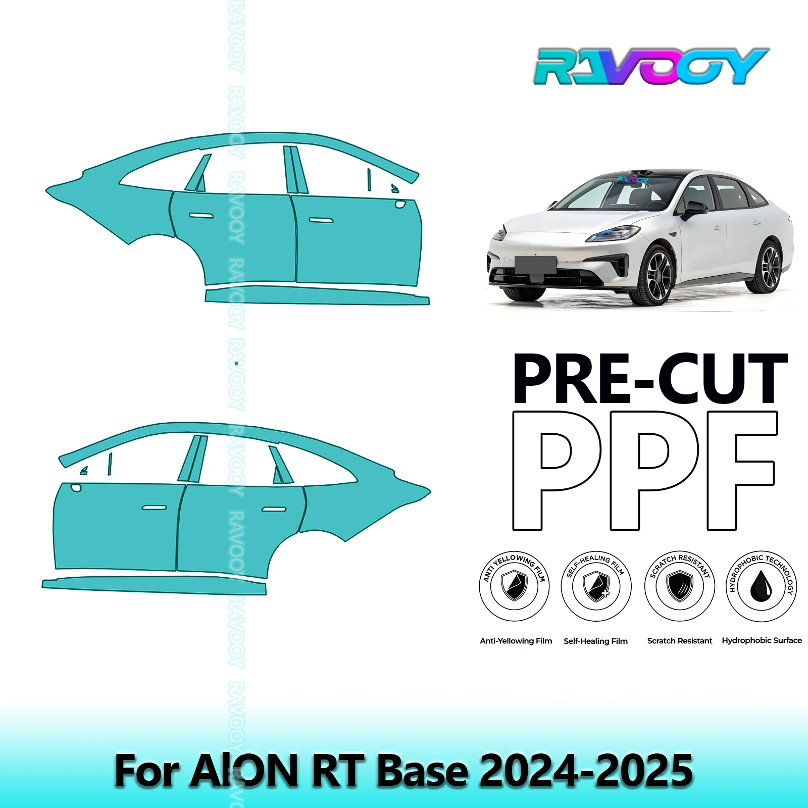 

For AlON RT Base 2024-2025 8.5mil Clear Matte Pre-Cut PPF Door & A/B Pillar Kit TPU Paint Protection Film Set