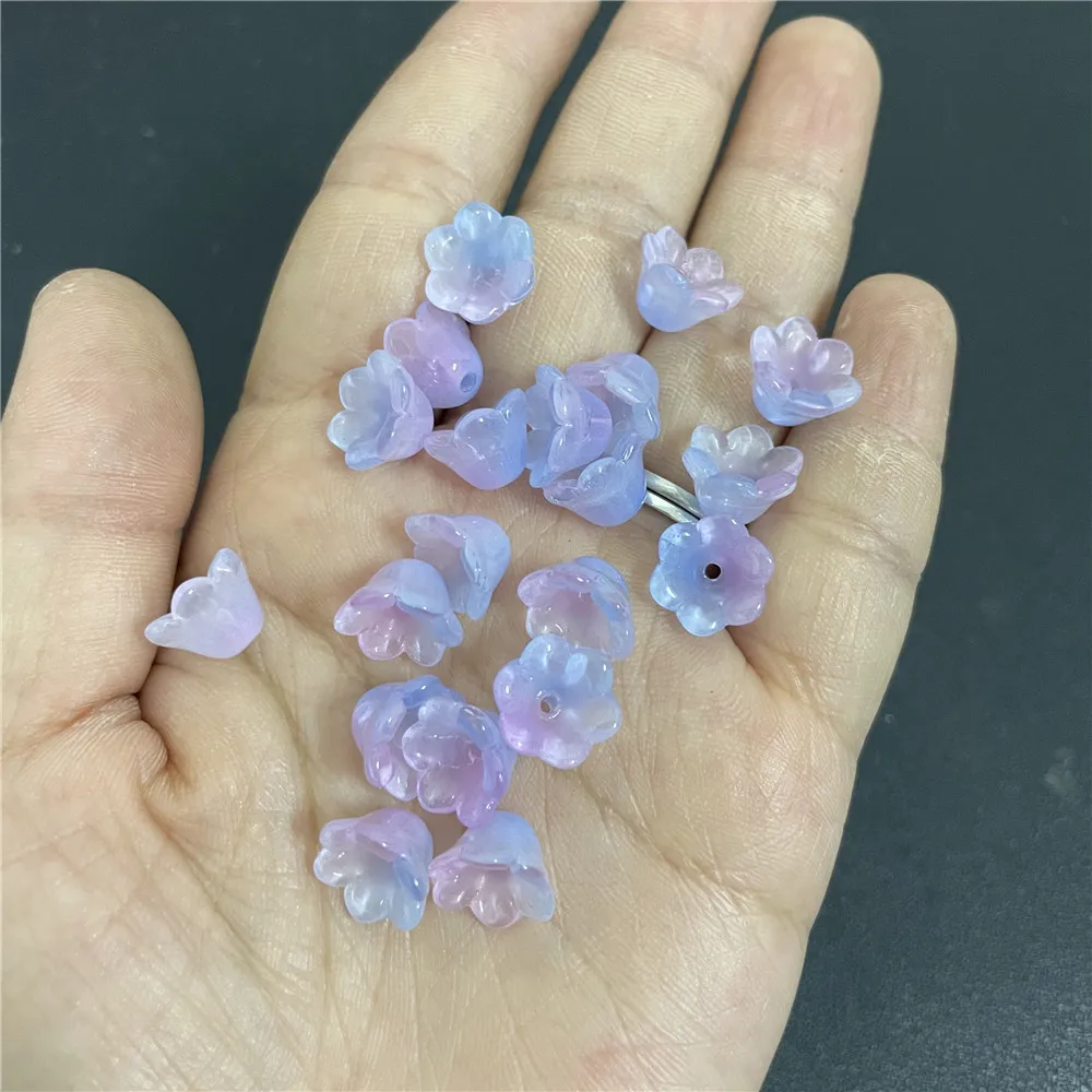 20Pcs 12x7mm Flower Lampwork Beam Trumpet Shape Glass Beads For Retro Jewelry Earring Making Hairpin Handdress DIY Accessories