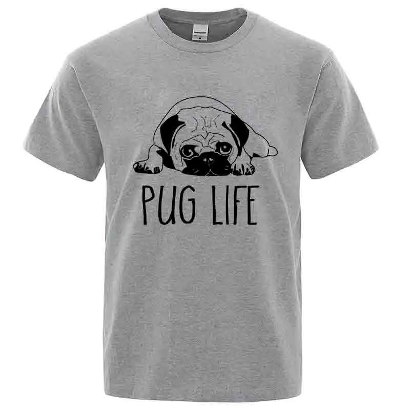 

Men's New T-shirt 100% Cotton Funny Pug Printed Loose Male Crewneck T Shirt Short Sleeve o-neck Men t-shirt Tops Tees Clothing