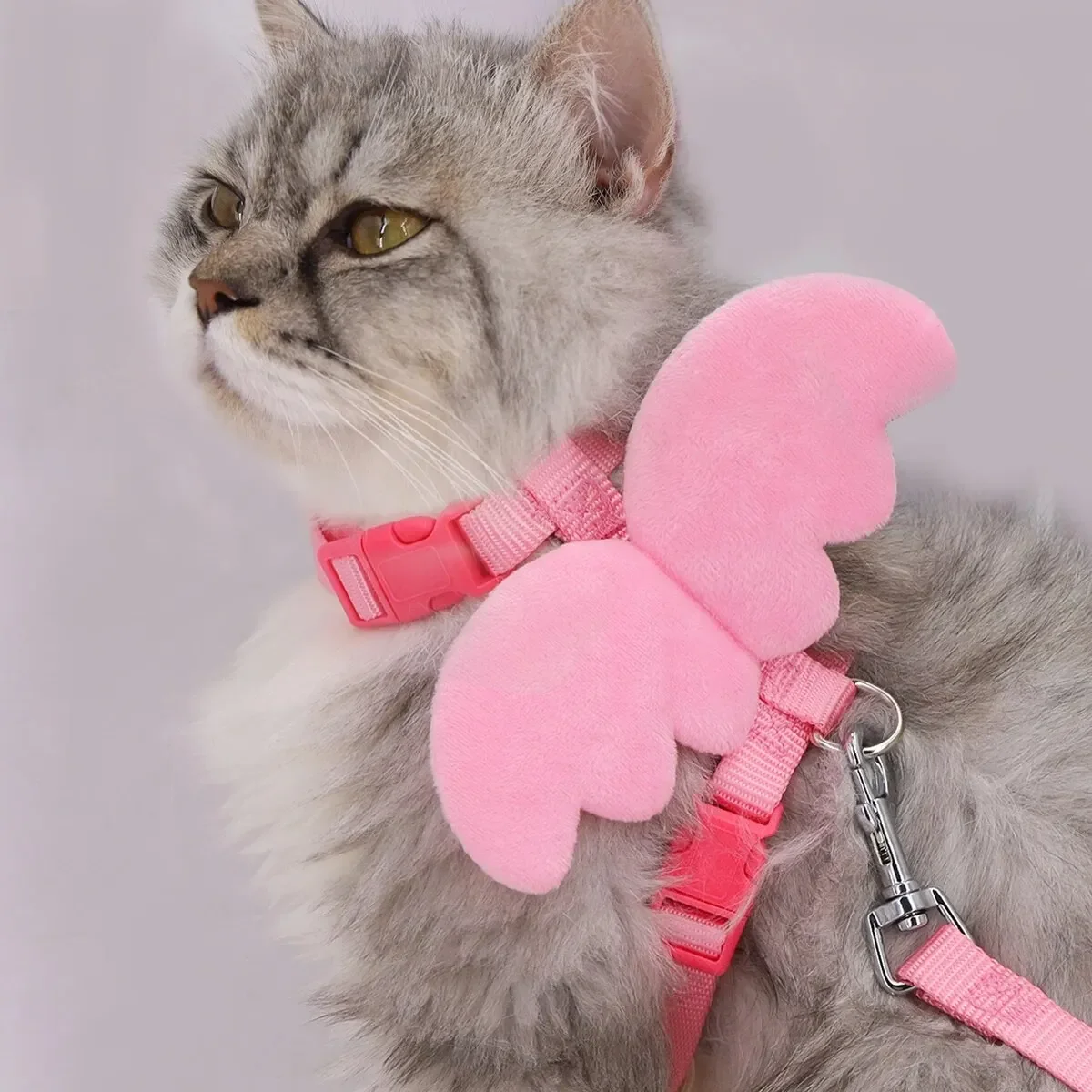 1 Pc Pet Leash Angel Wings Rabbit Leash Cat Leash Retractable Adjustable Length Chest Harness I-line Leash Chest Harness