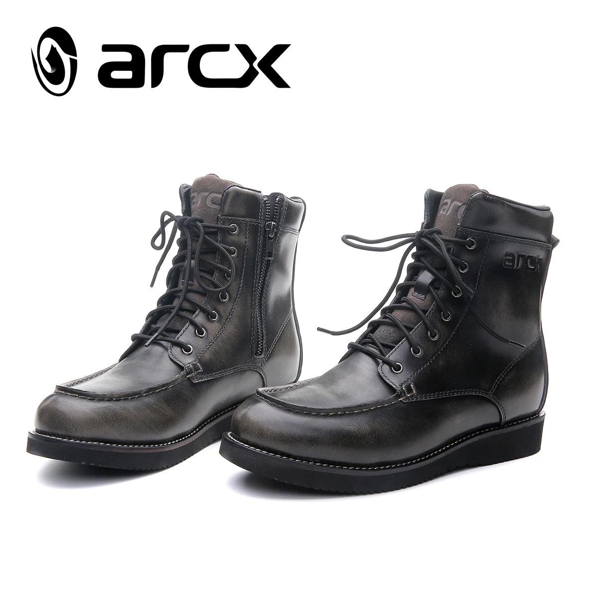 

ARCX Men's Vintage Black Genuine Leather Motorcycle Racing Boots, Retro Style Riding Footwear for Men, Durable Cowhide Car Shoe