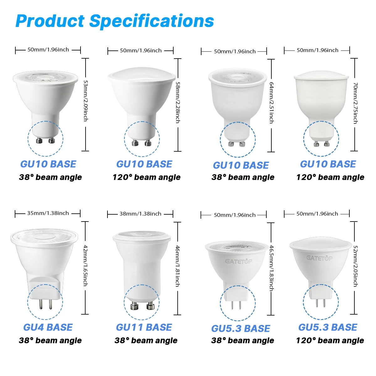 4 Pack MR11 GU11 LED Spot Light Bulb 35mm Diameter AC 220V 3W MR11 GU4 GU10 GU5.3 Lamp Bright Mini COB LED Spotlight Lamp
