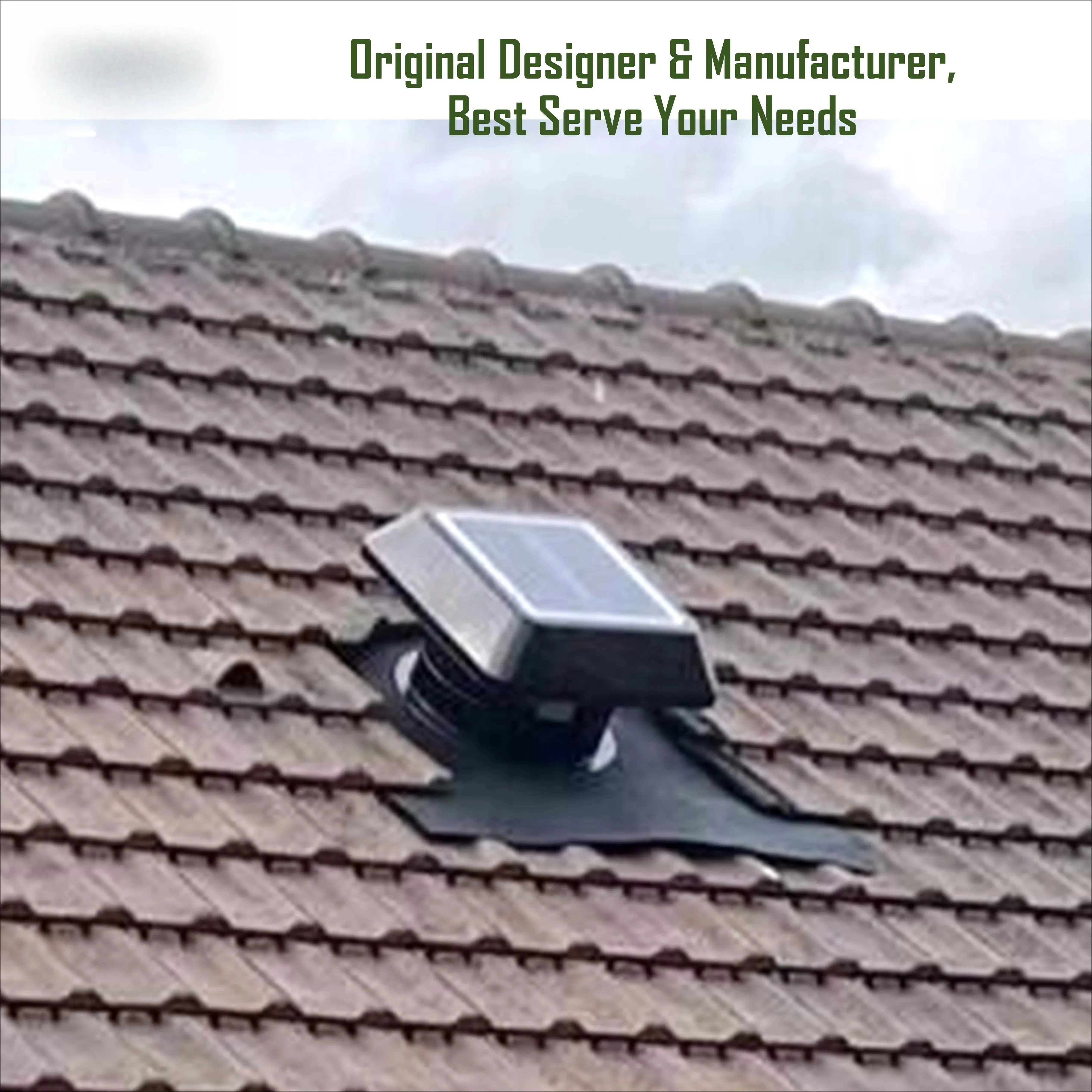 سقف علوي نفق تنفيس الهواء الأخضر 14 ''25 واط تعمل بالطاقة الشمسية العلية الحرارة النازع الهواء المروج عالية السرعة تيار مستمر مروحة تهوية السقف