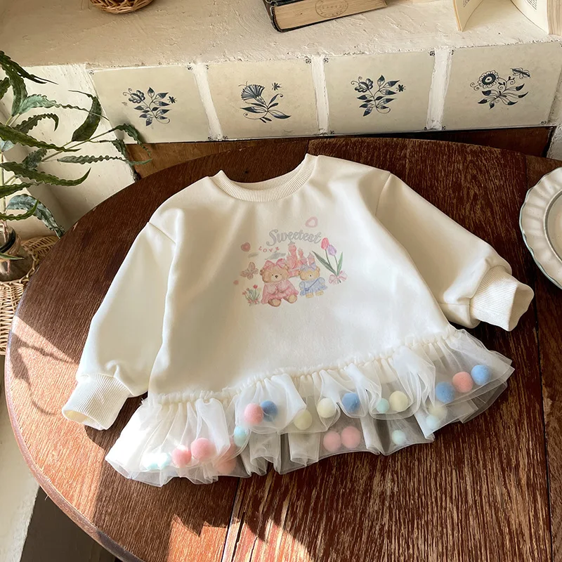 

Baby Kids Cartoon Sweatshirt Dresses for Girls Fashion Clothing 2025 Autumn New Children's Long-sleeve Tops Pullover