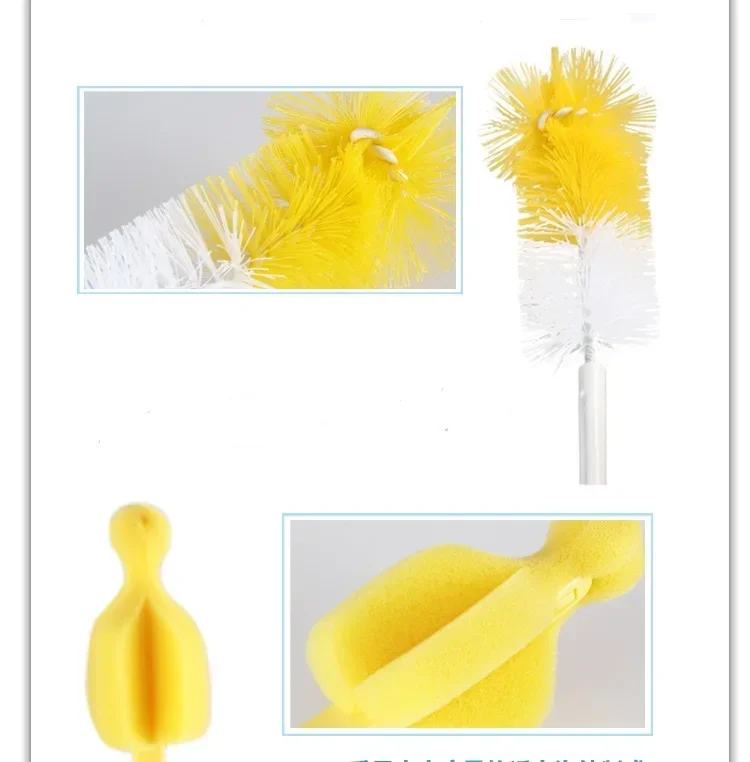 5 Pcs/lot 360 Degree Rotating Baby Bottle Brush Newborn Nipple Sponge Nylon Washing Cleaning Cup