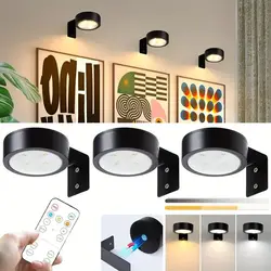 3Pcs Battery Operated Picture Light For Wall LED Painting Light With Remote Dimmable And Timer Wireless Wall Decor Puck Lights