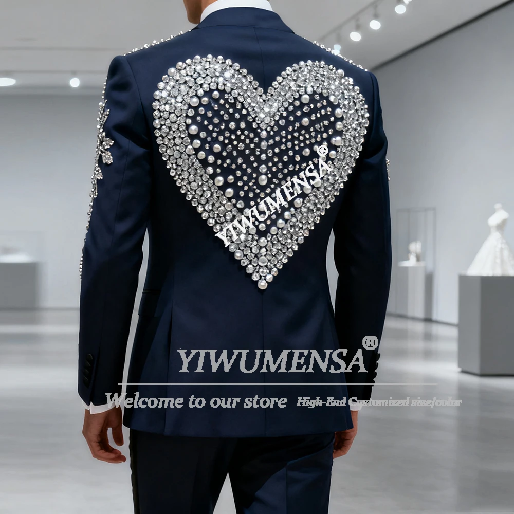 

Мужские костюмы с бриллиантами и бисером по индивидуальному заказу на свадьбу, комплекты из 2 предметов, пиджак для выпускного вечера, смокинги для жениха, наряды по индивидуальному заказу Trajes Para Hombre