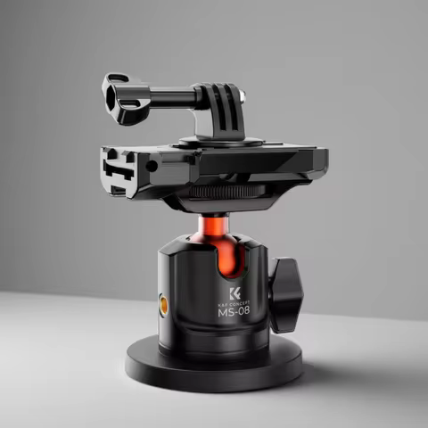 K&amp;F CONCEPT MS08 Magnetic Camera Mount with 360&deg;Ball Head &amp; Phone Clip for DJI Osmo Action 5 Pro 4 3 GoPro HERO 13 12 Insta360