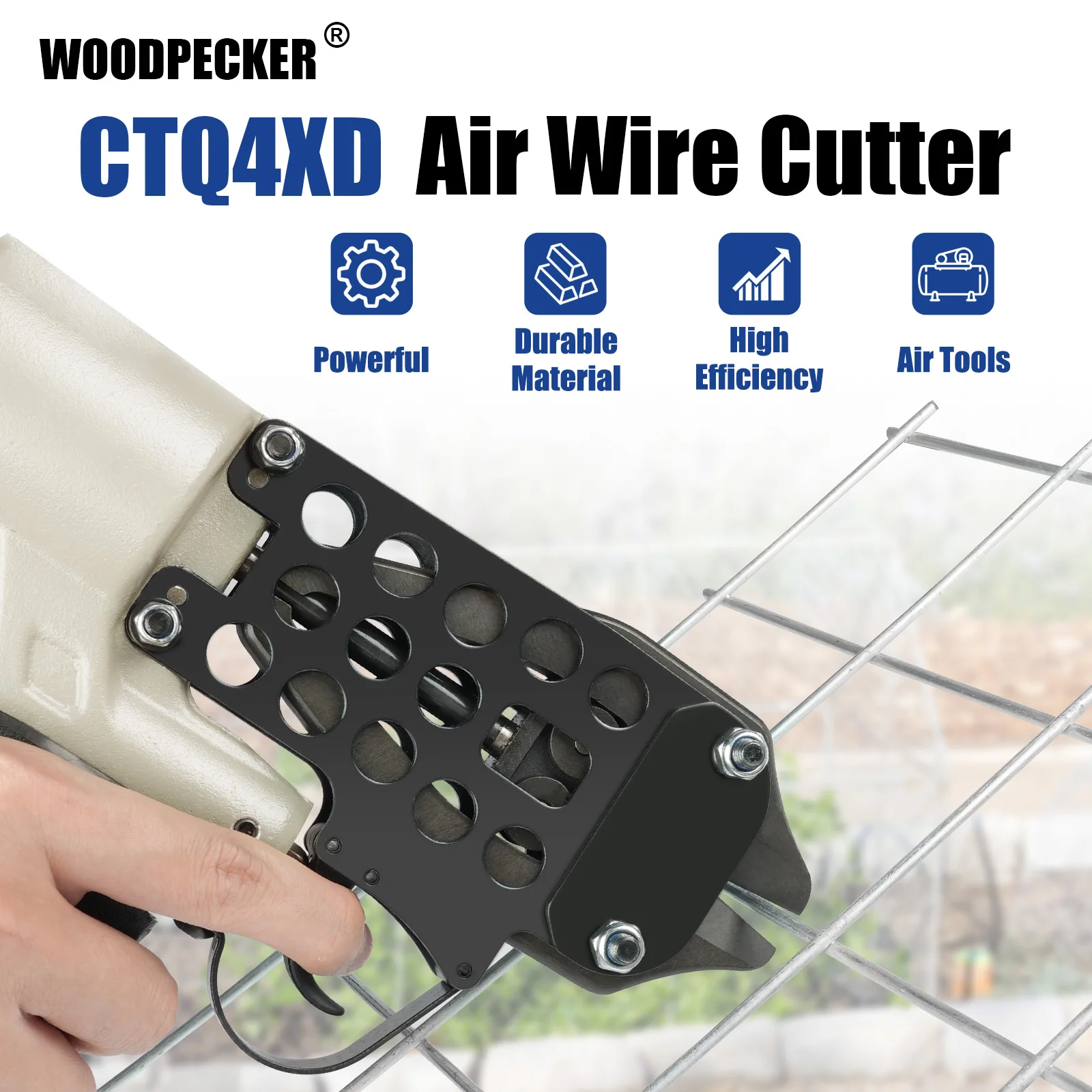WOODPECKER CTQ4XD Pneumatic Cutting Nipper, 4mm Diameter Wire Cutting, Air Power Wire Shear, Cutting Wire Tool