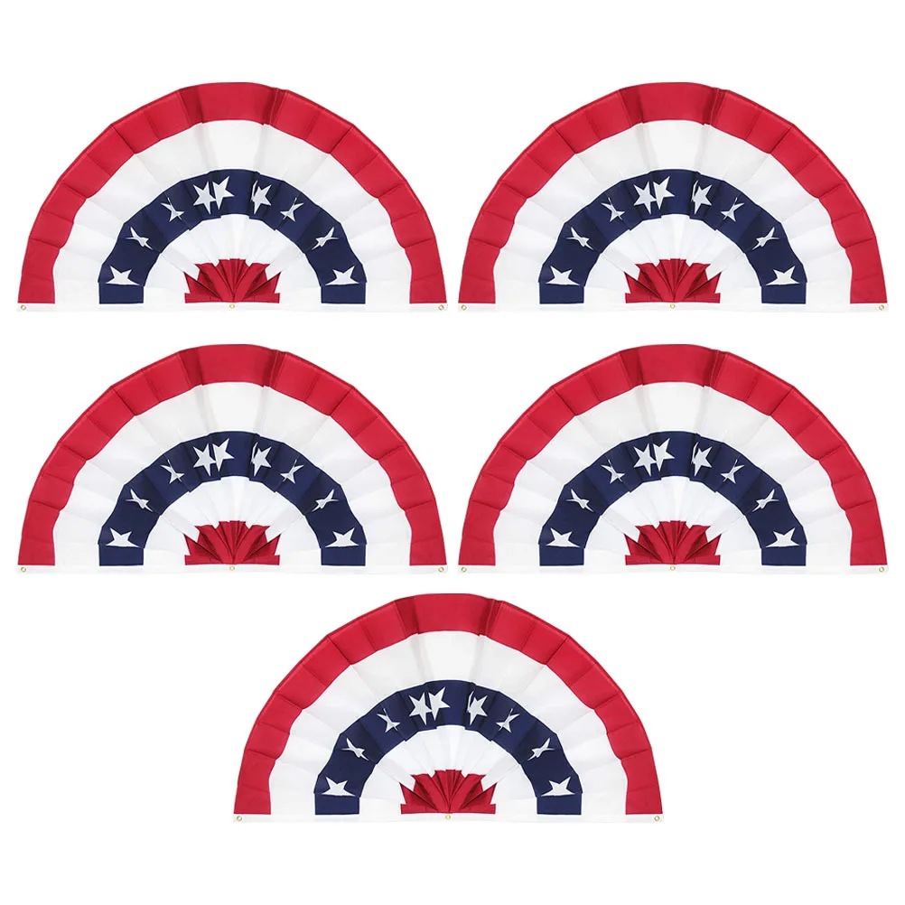 5Pcs Pleated Fan Flag Usa Patriotic Bunting Banner American Festival Party Decoration Hanging Flag Decor Bunting Flags - Image 5
