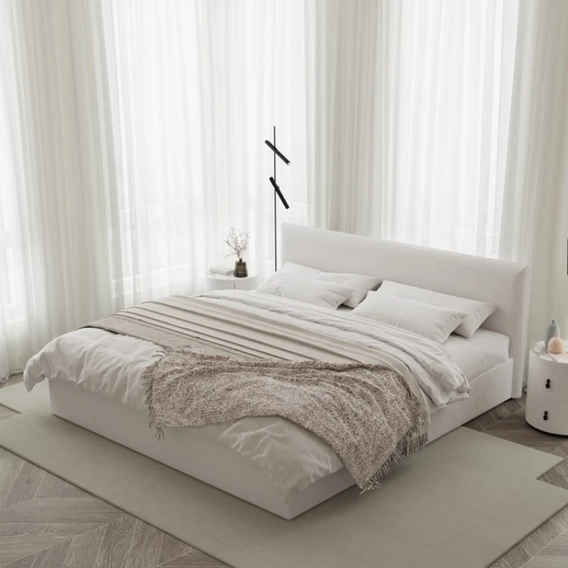 

Linen cotton and linen cloth flush edge small apartment fabric bed cream wind master bedroom beech cloth double
