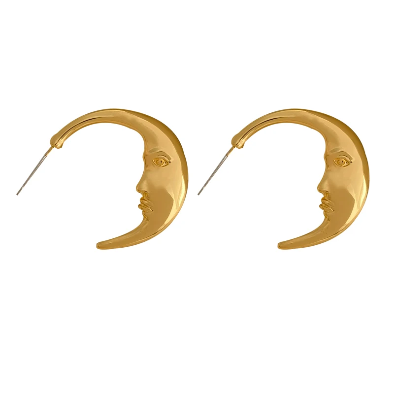 Fashion Jewelry Vintage Temperament Gold Color Moon Earrings For Women Female Gifts 2023 Trend New European and American Design