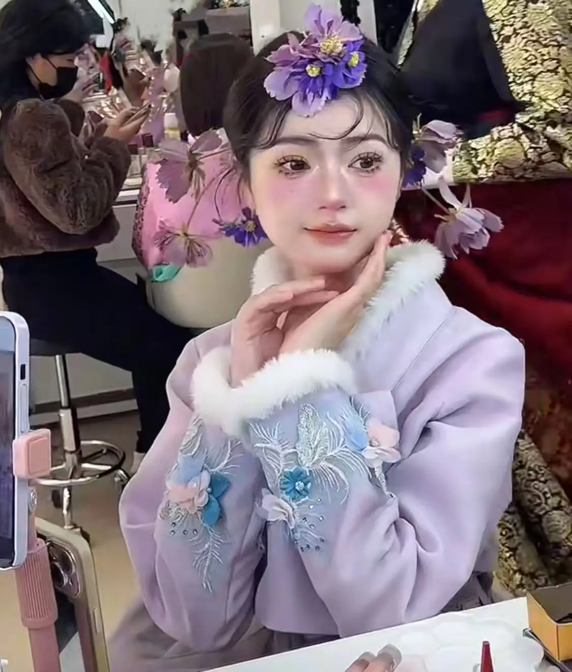 

New Year Winter Hanbok Tops Women's Winter Thicken Velvet Plush Collar Coat High-end Yanji Travel Photography Clothing National