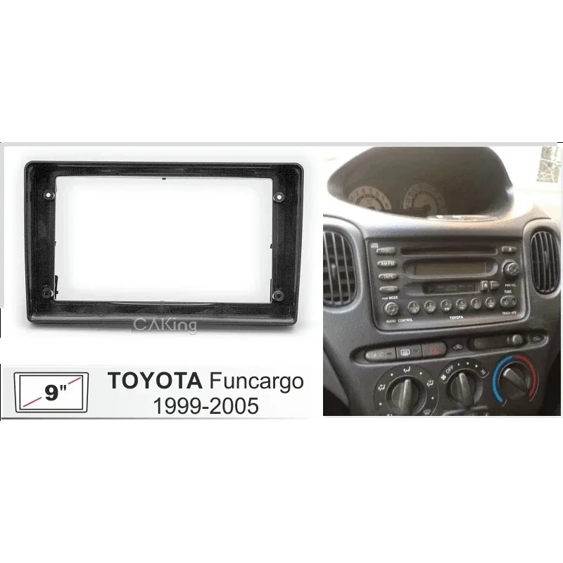 9 inch Car Fascia Radio Panel for Toyota FunCargo 1999-2005 Dash Kit Install Facia Console GPS Bezel Adapter 9inch Plate Trim