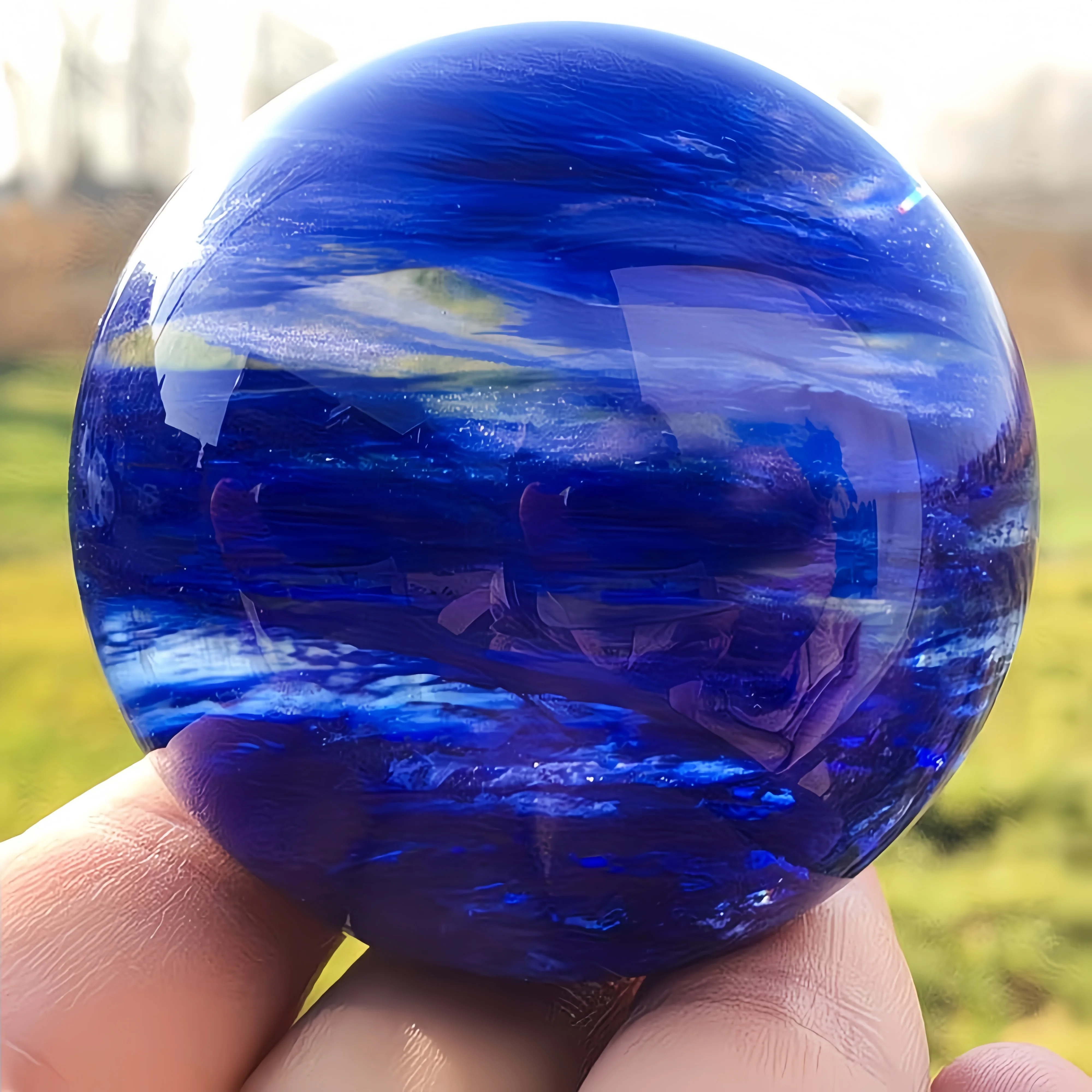 Blue Smelting Quartz Crystal Ball 30mm-60mm Elegant Home Decor Perfect Holiday Gift for Halloween Christmas Easter Thanksgiving