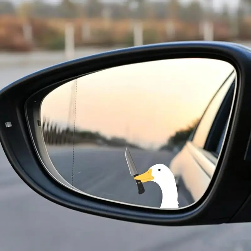 Funny Goose With Knife Car Sticker Cute Cartoon Waterproof Decal For Rearview Mirror Helmet Laptop