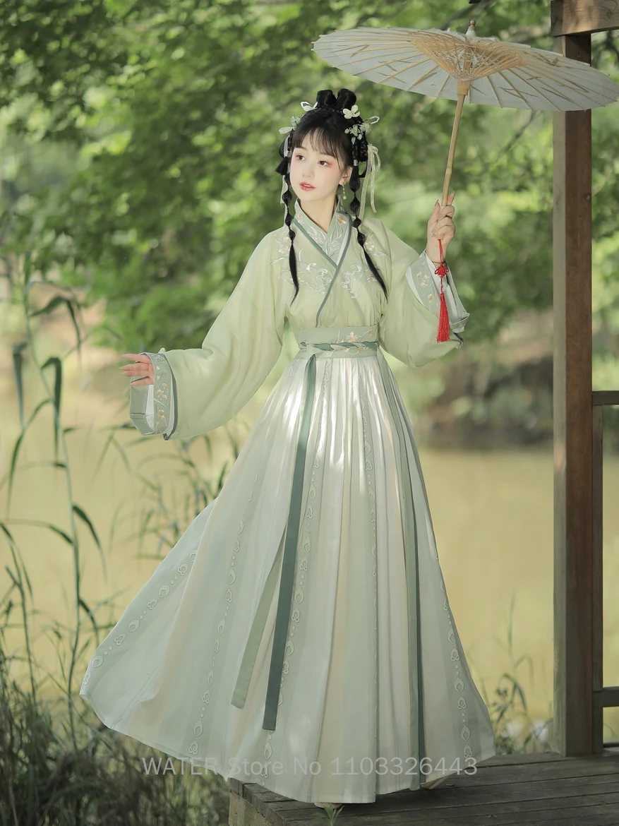 WATER WeiJin Dynasty Hanfu One-piece Waist-length Skirt Traditional Chinese Dresses for Women's Fairy Cosplay Autumn and Winter