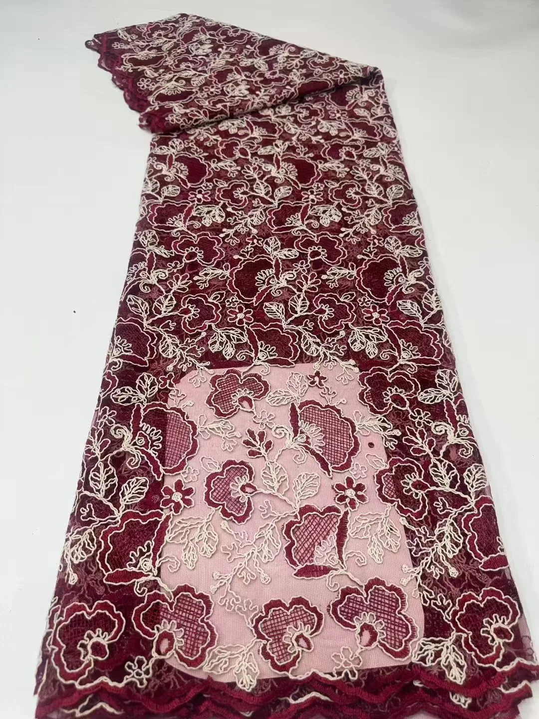 

Latest 2025 Pink French Nigerian Laces Fabrics High Quality Tulle African Laces Fabric Wedding African French Tulle Lace