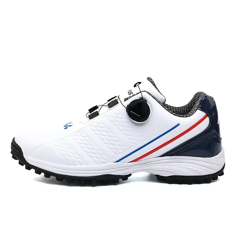 LEFUS Men's New Golf Shoes, Waterproof Swivel Button Shoes With Non-slip Fixed Spikes