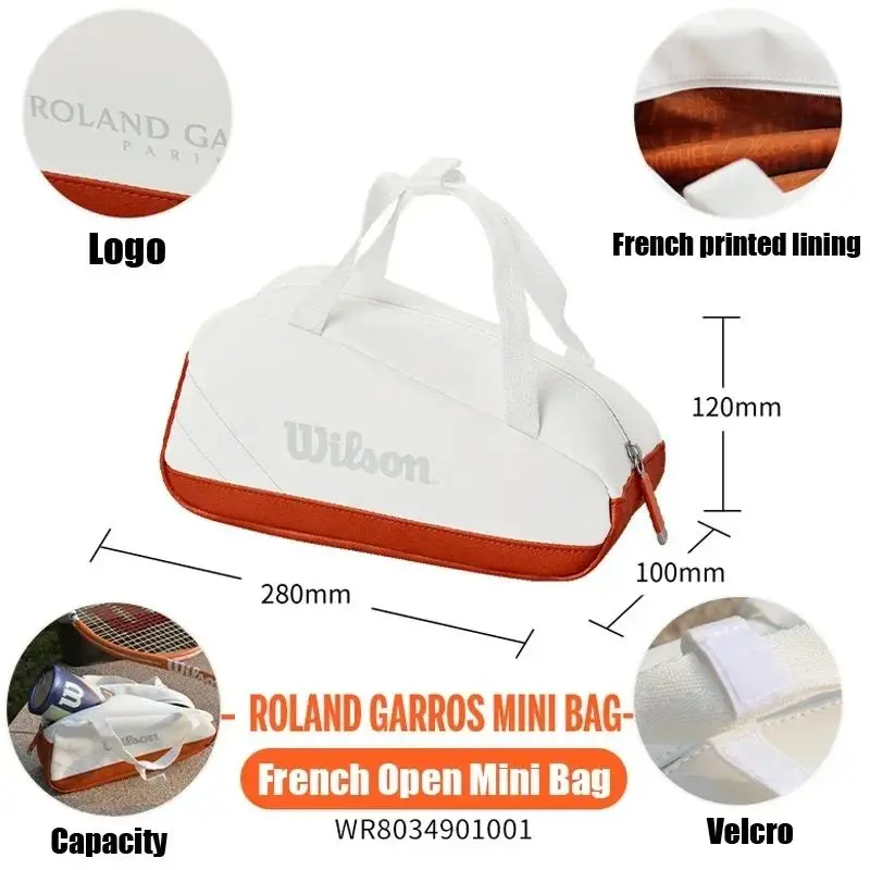 Wilson Roland Garros Mini Bag Tennis Racket Small Hand Bag 3 to 6 Canvas Bags Super Tour Tennis Racquet Sports Accessories