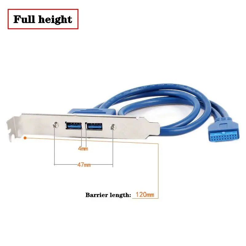 50cm Motherboard 20Pin Female to Dual Port USB 3.0 Female With Screw Hole Half Height/Full Height Chassis Panel Extension Cable