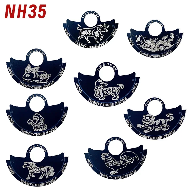 For NH35 Watch Movements  Parts Automatic Hammer Rotor Metal Patch For NH35 Zodiac Signs Style Engraved Metal Pieces Rotor