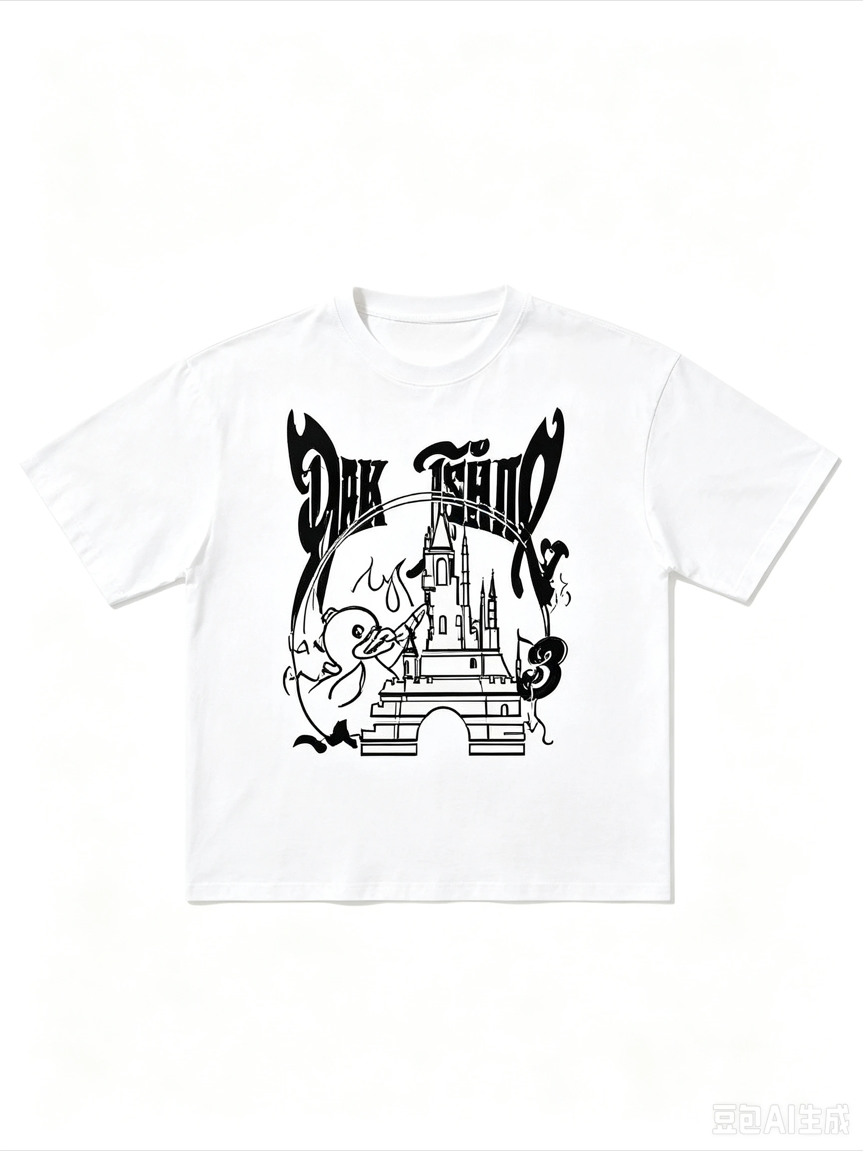 2026 Black Dragon Castle Gothic Letter Graphic T Shirt Vintage Fantasy Streetwear Oversized Short Sleeve Tops Unisex