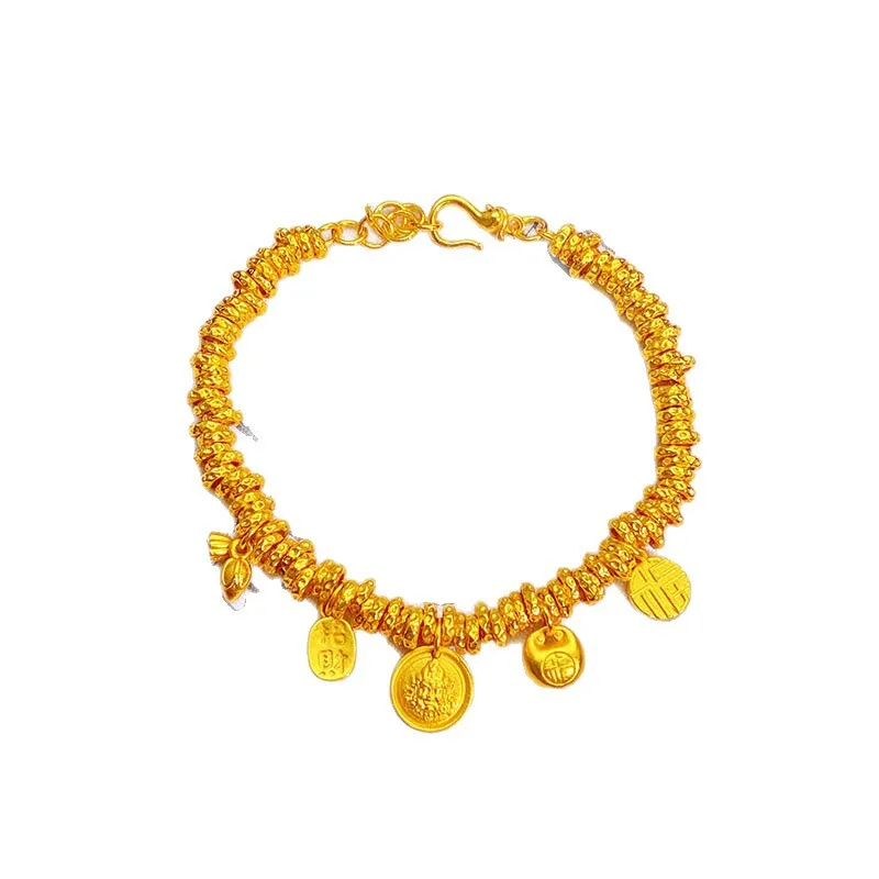 

Luxury 24K 9999 Popular Five Emperor Coins Women's Fat Fu Bracelet, Bringing Wealth and Blessings