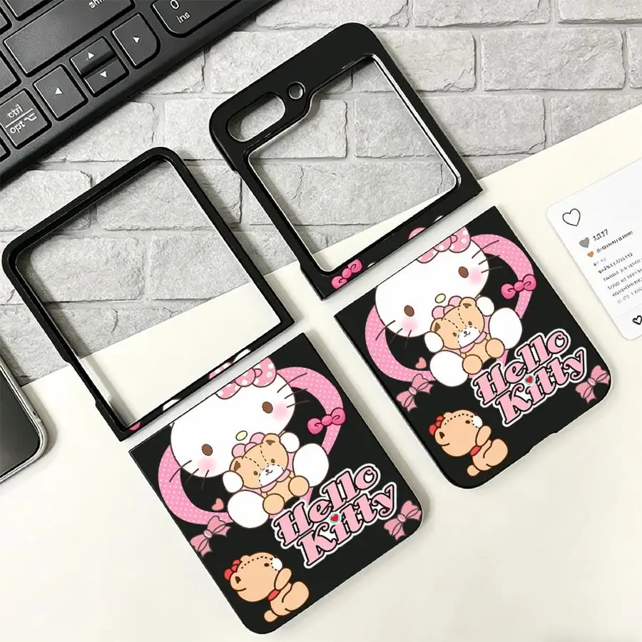 Sanrio Hello Kitty Back Phone Cover Funda Case for Samsung Galaxy Z Flip 8 Z Fold 8 7 6 5 4 3 Flip6 Flip4 Z Flip 7 6 5 4 3 Flip3