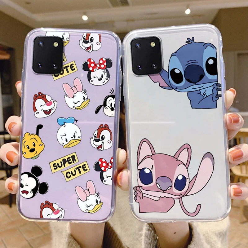 Mickey Minnie Mouse Daisy Donald Duck Stitch Cute Clear for Samsung Galaxy Note 10 Lite Phone Case Transparent Soft TPU Cover