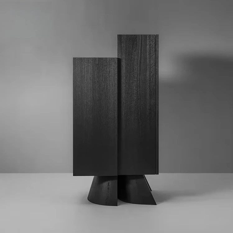 yu-Wholesale Factory Home Furniture Modern Fancy Black Two 2 Door Wooden Living Room Storage Cabinet-