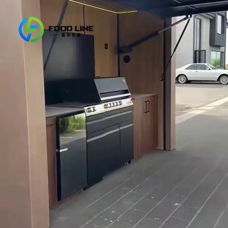 Customized New Arrivals Waterproof Stainless Steel Outdoor Kitchen w/ BBQ Grill for Garden Backyard Cooking Station