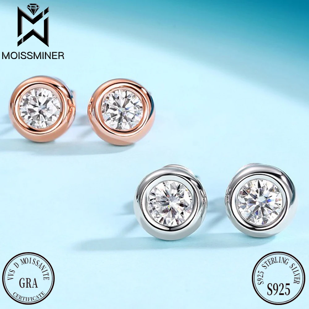 

0.5ct Bubble Moissanite Diamond Earrings For Women S925 Silver Ear Studs Men High-End Jewelry Pass Tester Free Shipping