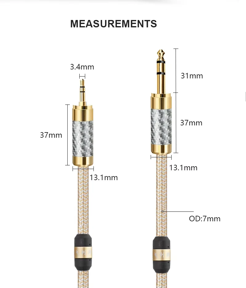 Hi-fi Mini 3.5mm Jack to MONO 6.35mm 1/4 Inch TS Jacke Audio Cable for Electronic Organ Guitar Sub-woofer Cable