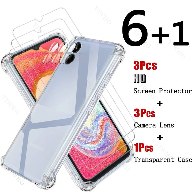 Lijm Gehard Glas Screen Protector Voor Samsung Galaxy A04e Zachte Siliconen Case Veiligheidscamera Lens Voor Samsung A 04 E A04 04e Hd
