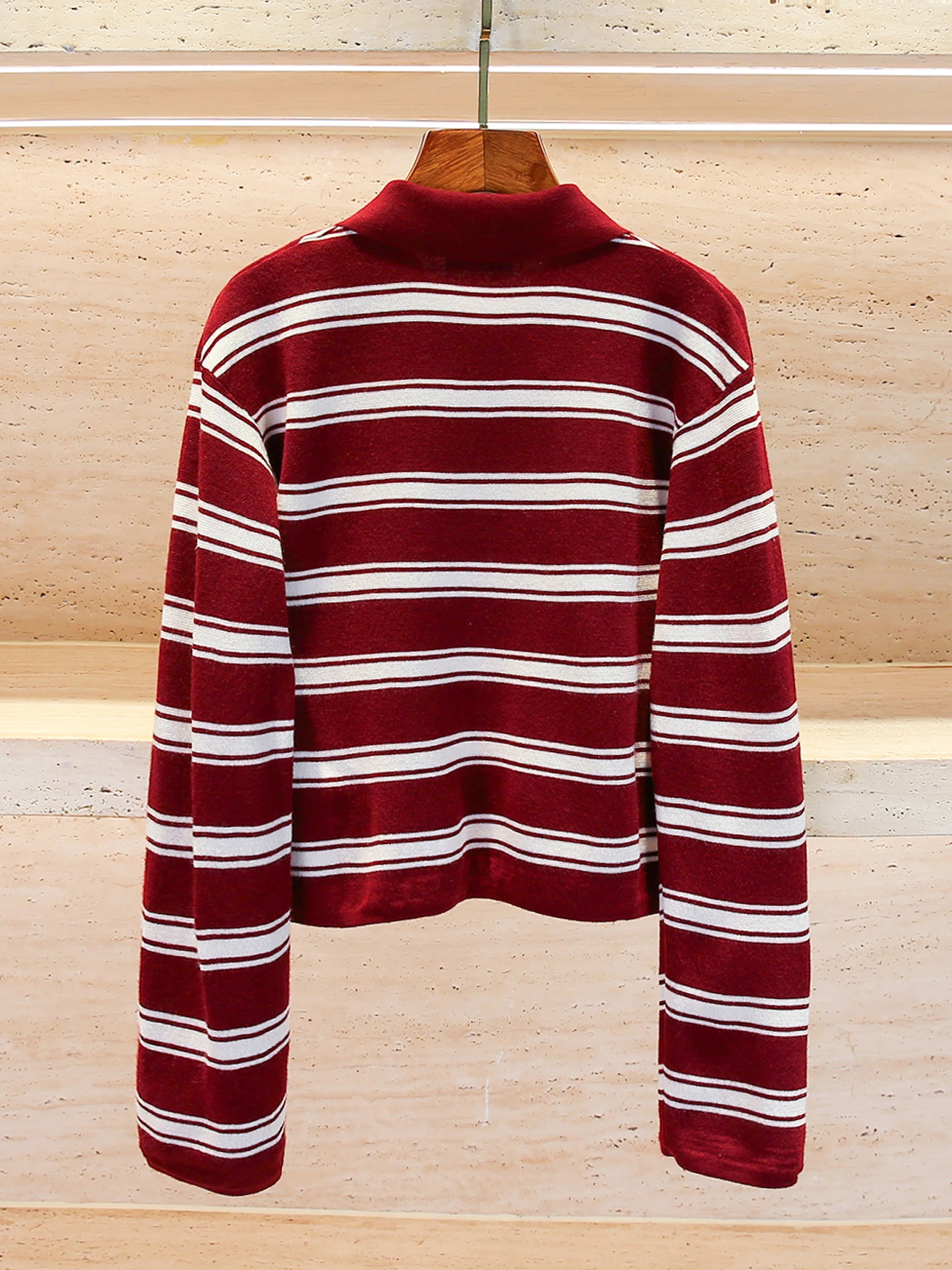S Home South Oil High End Women's Casual  Neck Striped Knitwear Top Versatile Autumn New Style Commute Simple Style