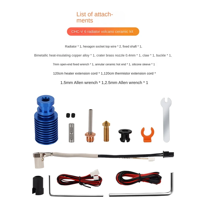 CHC-V6 Hotend Fit For Voron 2.4 Prusa Extruder 24V 60W Ceramic Hot End Extruder Kit Replacement 3D Printer Accessories