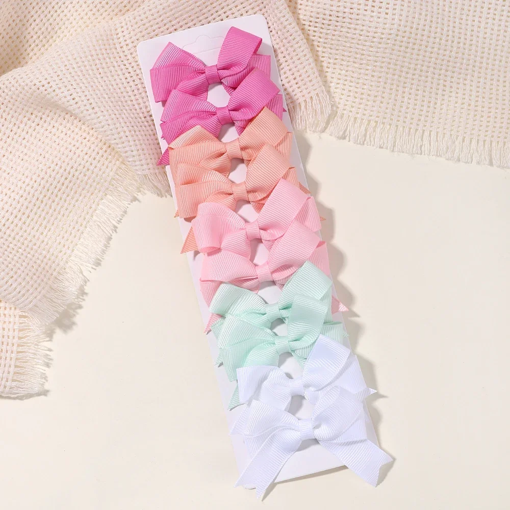 10Pcs/Set Ribbon Bowknot Hair Clip Handmade Barrettes Hairpins Headwear Newborn  Kids Baby Girls Hair Accessories Gift Wholesale