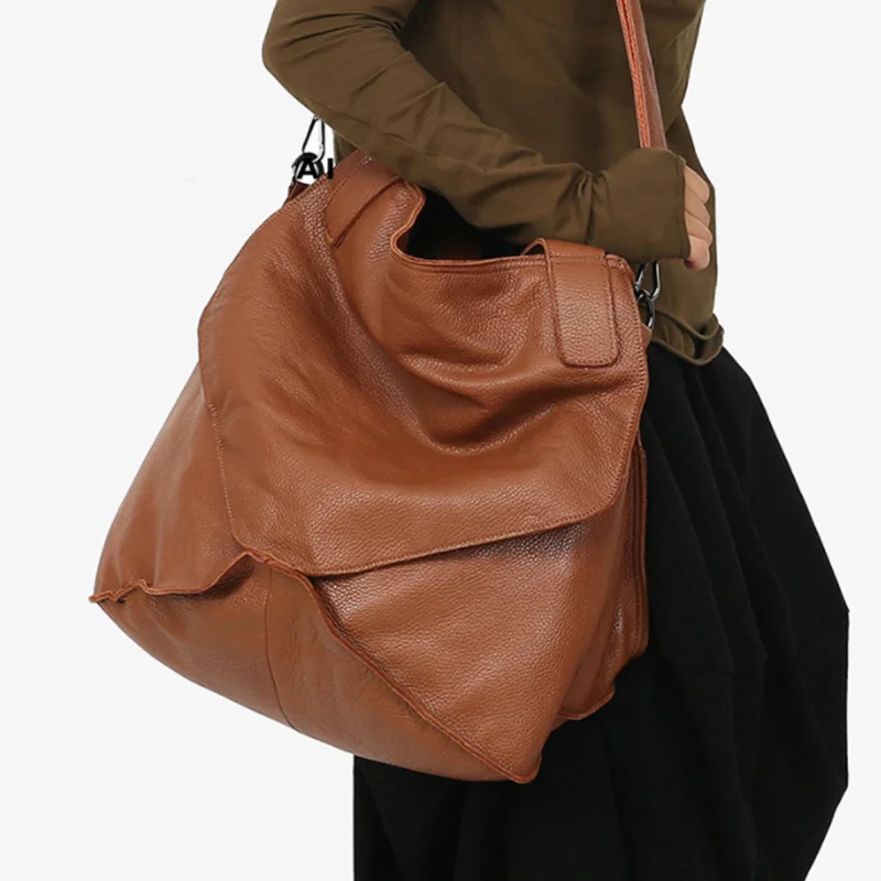 First layer cowhide soft leather leisure leather large bag single shoulder oblique span luxury women\'sWeekend trip bag