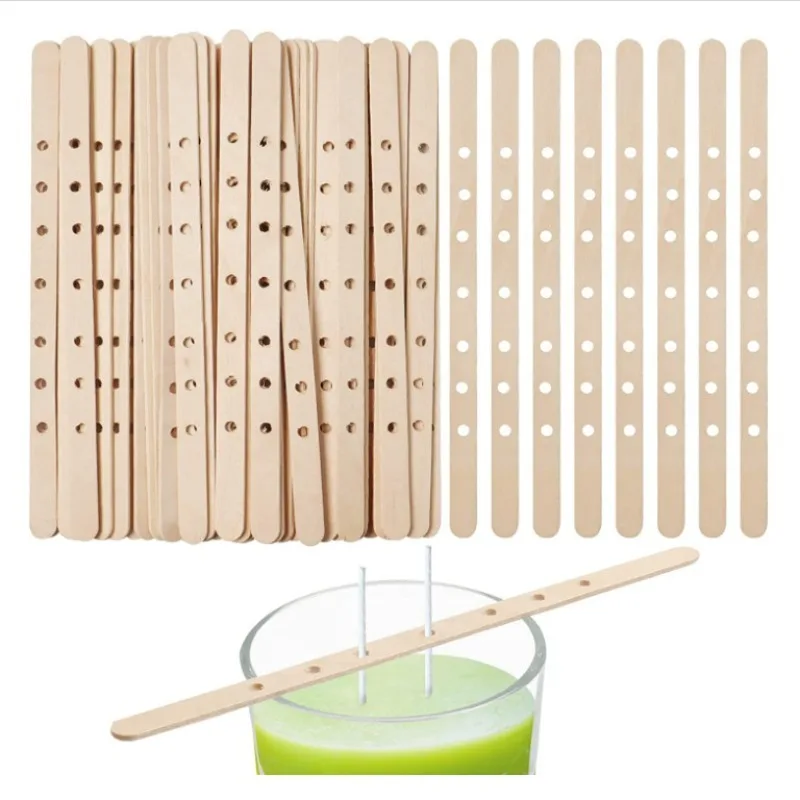 

10/20/50/100Pcs 7 Hole Wooden Bars Wax Core Holder Candles Wick Centering Device Tools Materials for DIY Making Scented Candles