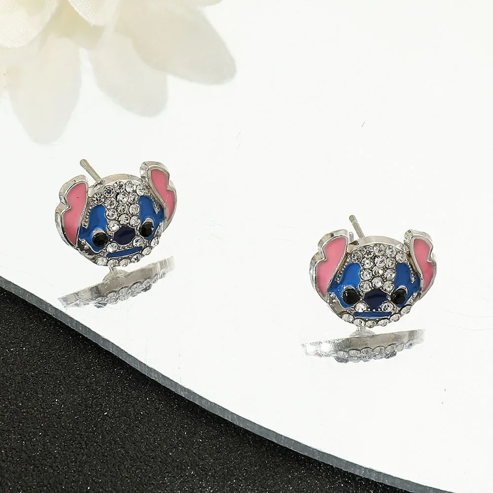 Stitch Disney Earrings Cartoon Cute Moissanite Lilo & Stitch Design Earring for Women Girls Jewelry Accessories Christmas Gift