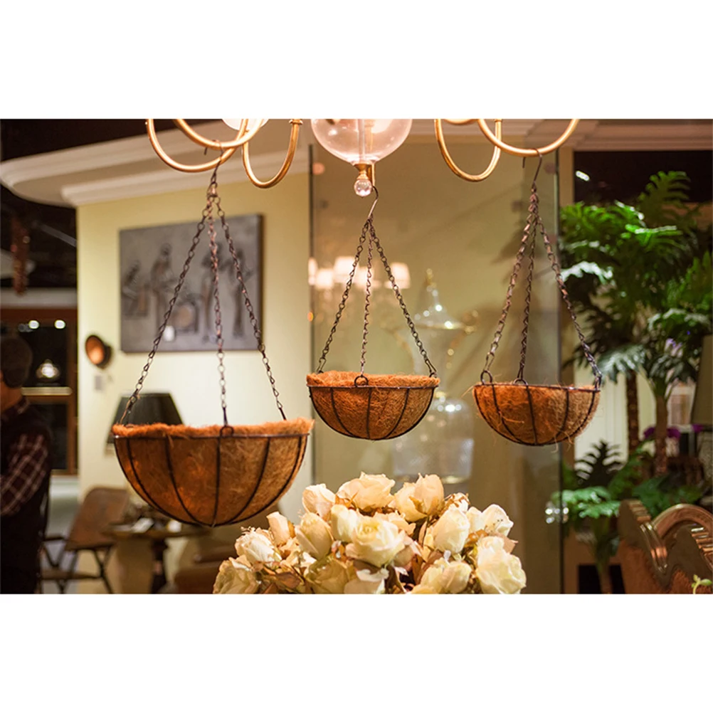 

Coconut Fiber Hanging Planter 12 Inch Durable Metal Basket Waterproof H made Plant Holder Balcony Decor Flower Pot Garden