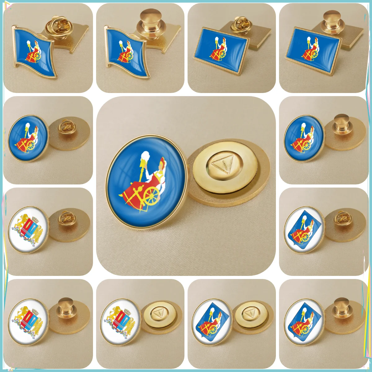 Coat of Arms of Ivanovo Oblast of Russian Federation Flag Lapel Pins Broochs Badges