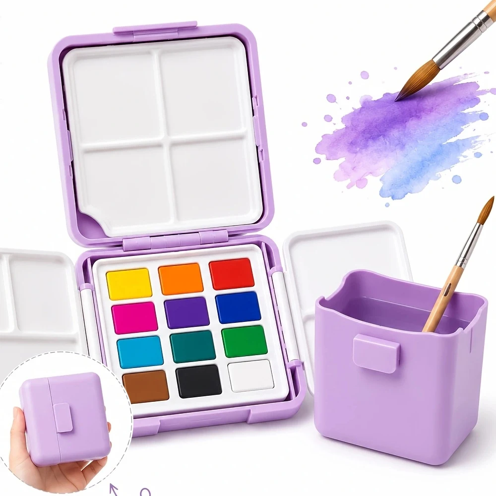 24 Grid Watercolor Box Travel Portable Painting Pigment Box Oil Pigment Watercolor Palette Acrylic Paints Storage Art Supplies