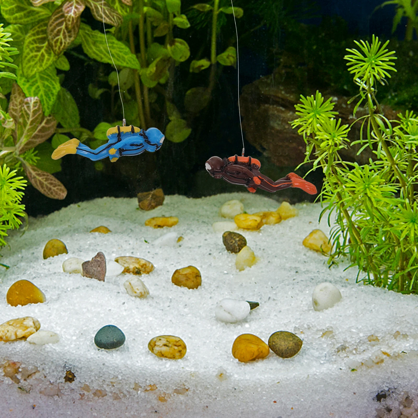 

Diver Floating Decorative Balls 2 Sets Artificial Figurine Aquarium naments Fish Tank Decor Pet Supplies Underwater Scene Resin