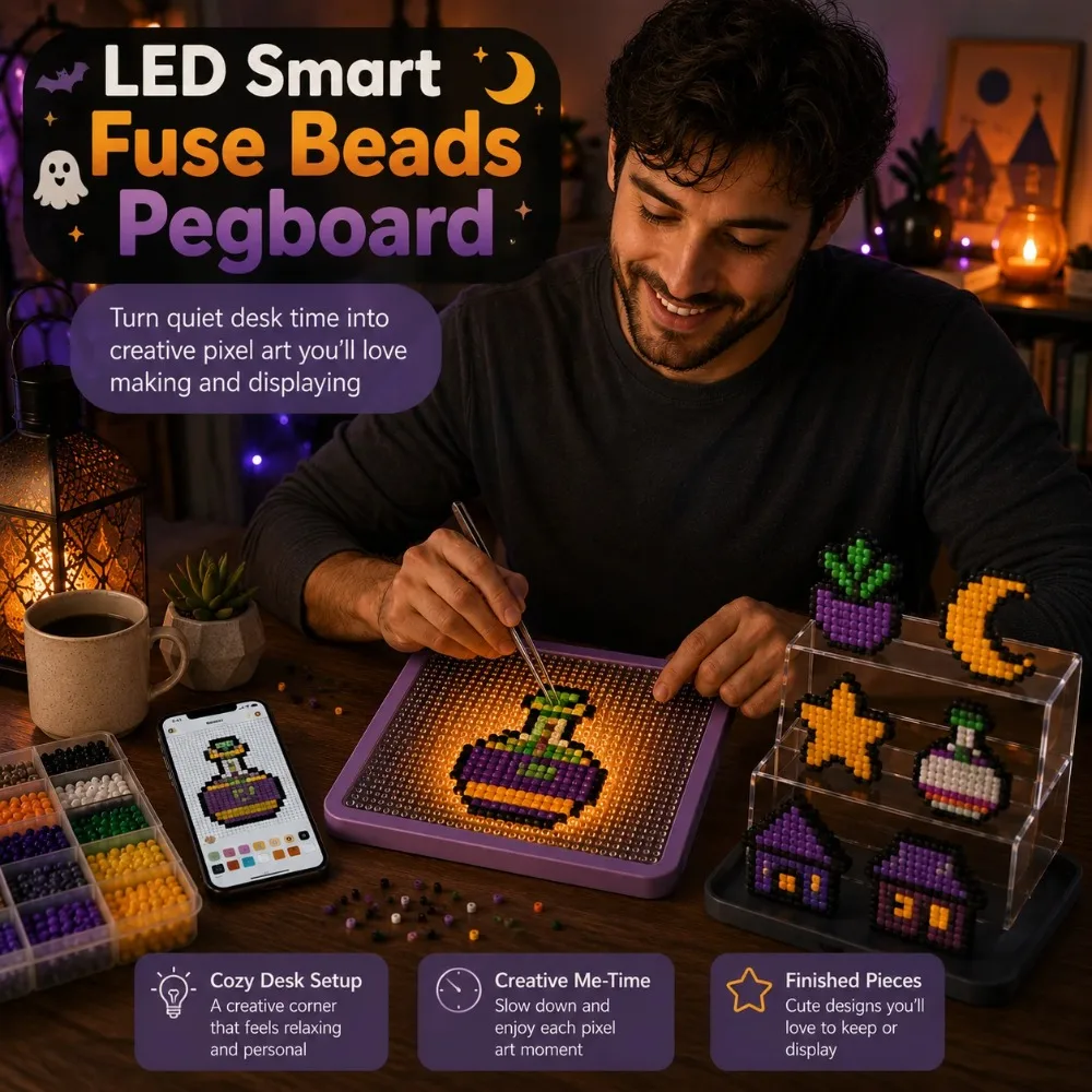 diy-led-フューズビーズ-ペグボード-スマートピクセルアートボード-アプリパターン付き-クリエイティブクラフトキット-ホームデコレーション-ハロウィン