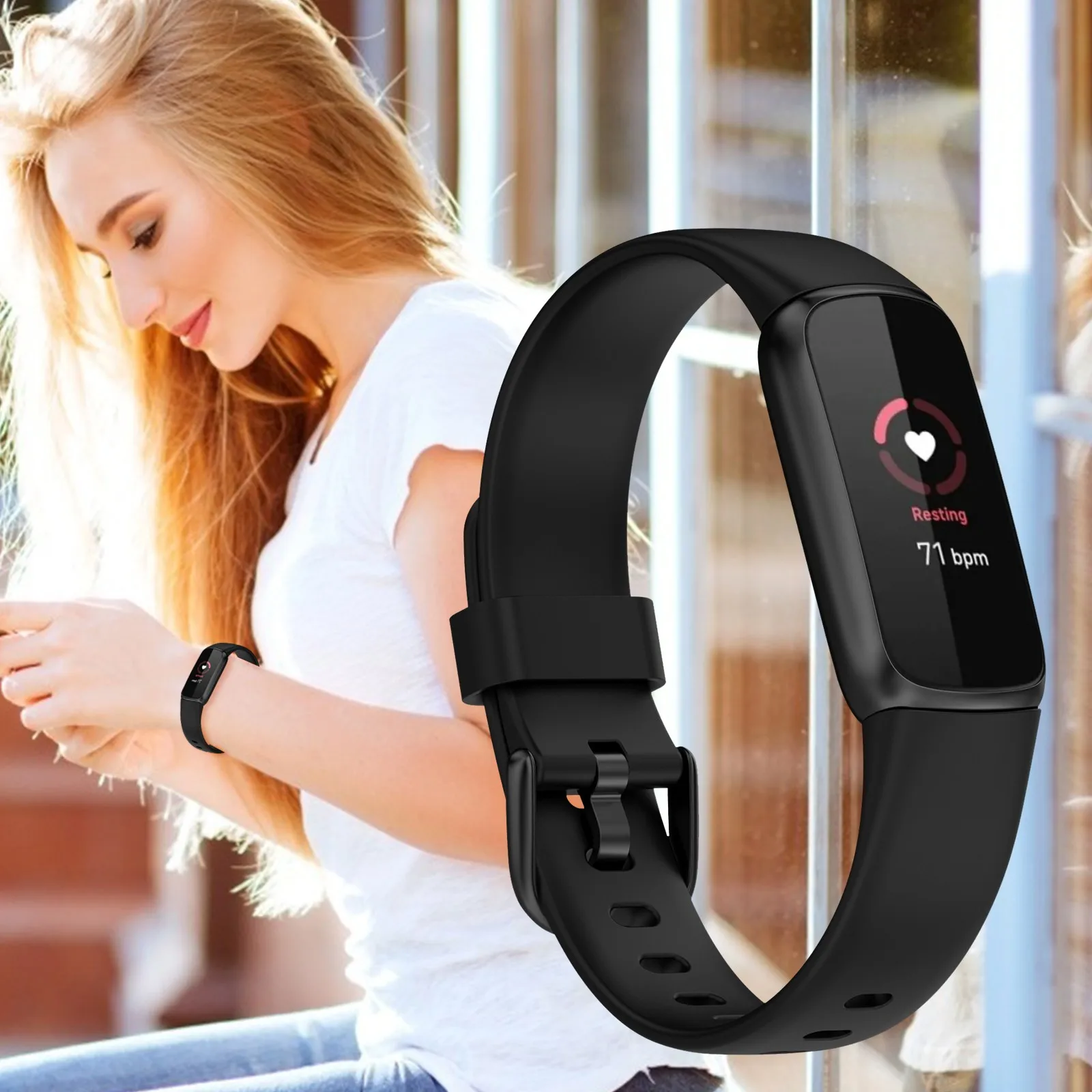 Fitbit 럭셔리 스마트 워치 실리콘 스트랩에 적합, 스포츠 시계 스트랩, 패션 교체 액세서리, 220mm